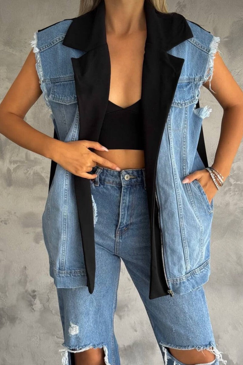 Cleo Denim Zip Vest