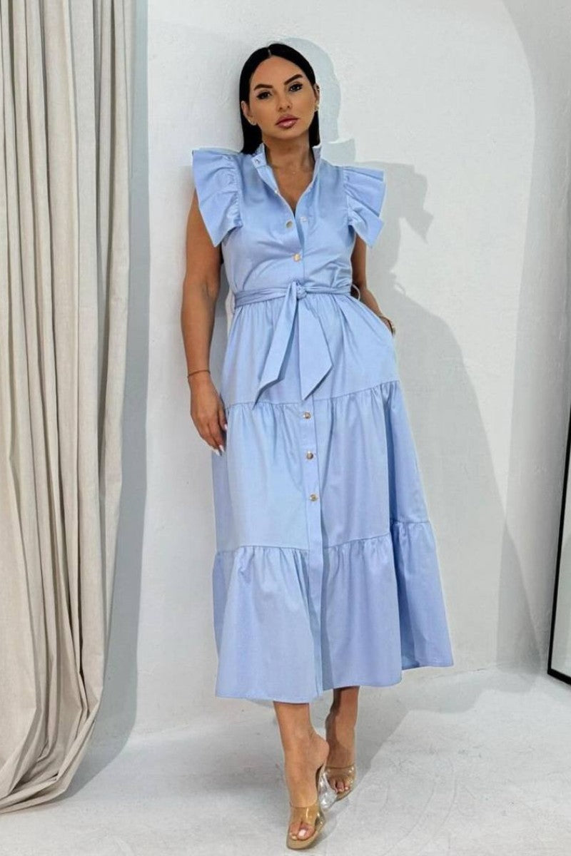Sussan Ruffled Charm Midi Dress