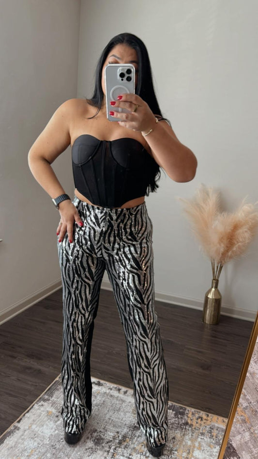 Wild Side Sequin Flared Pants